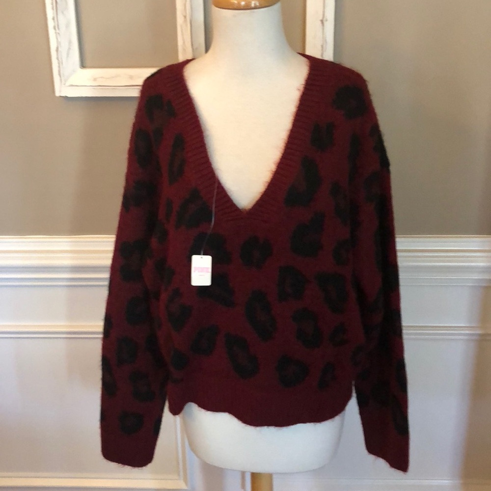 NWT PINK Victoria Secret Animal Print Sweater L